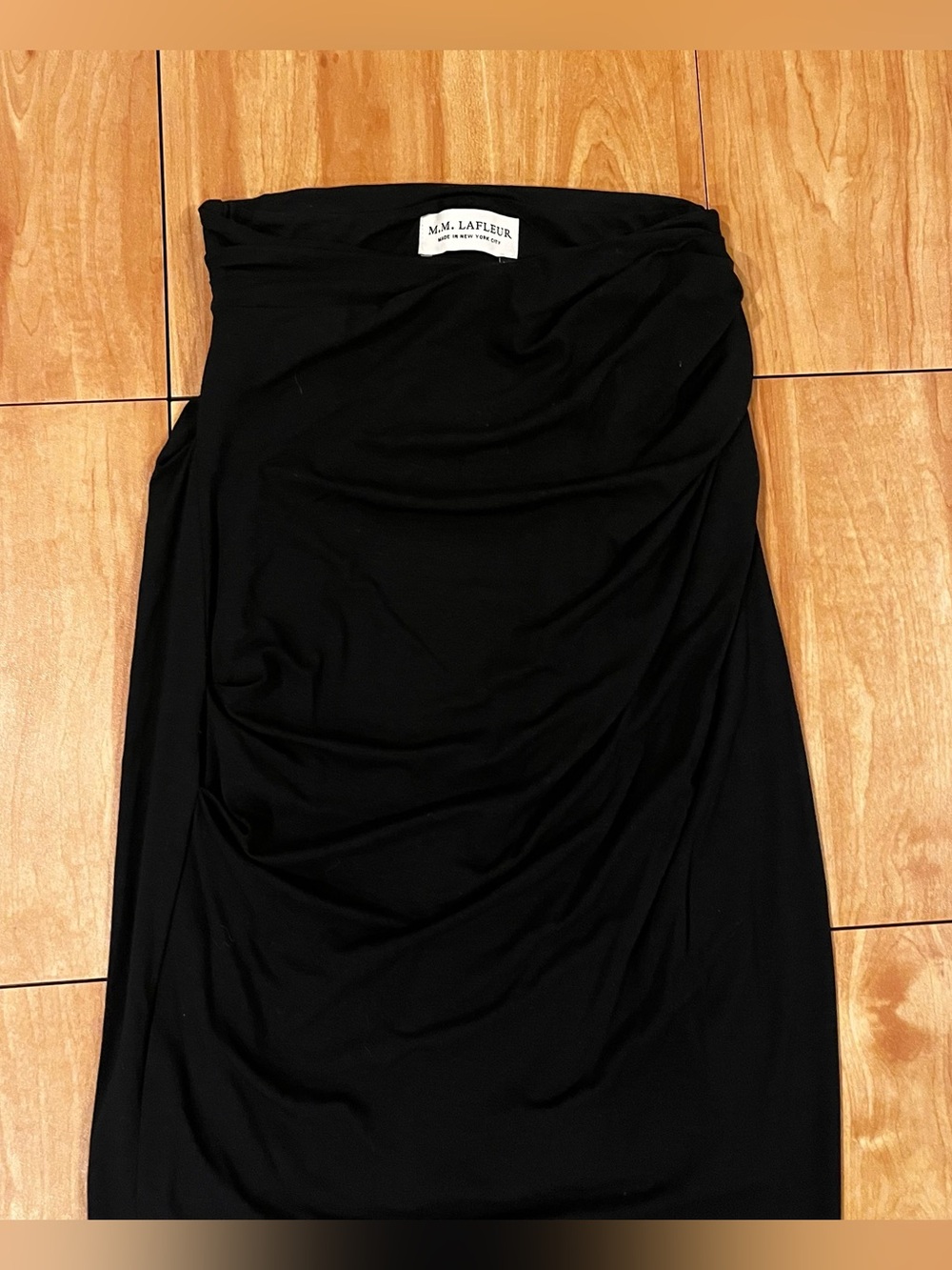 MM.LaFleur Black Ruched Draped Pencil Skirt XS Stretch Work‎ Career